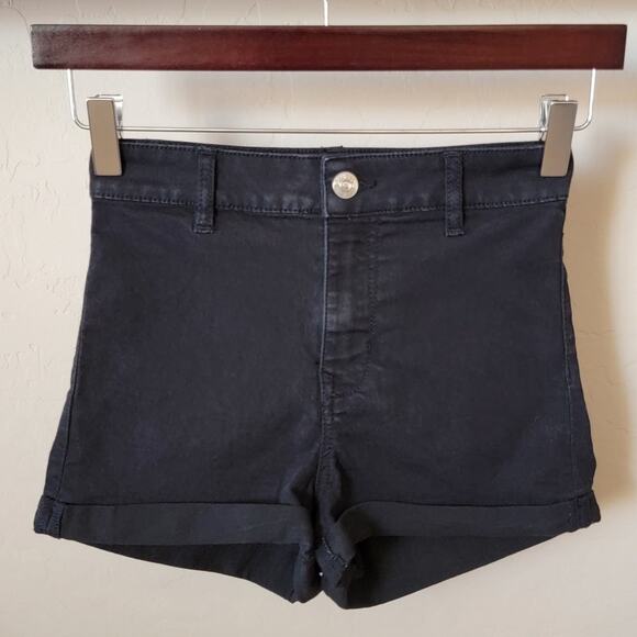 H&M Divided Folded Cuff Black Denim Shorts - Picture 2 of 12